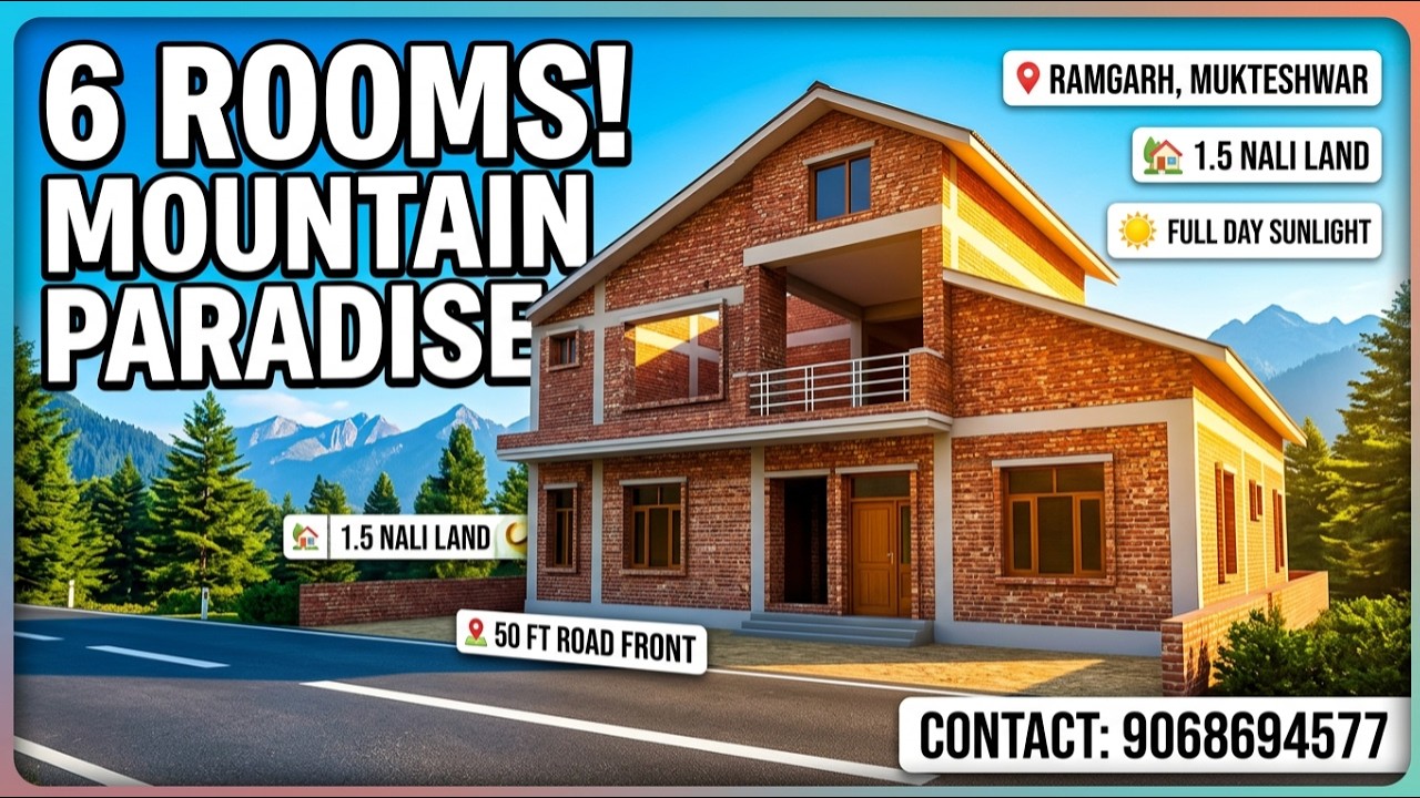 1.5 Nali Luxury House in Ramgarh | 6 Room Mountain Paradise | Road Touch Property