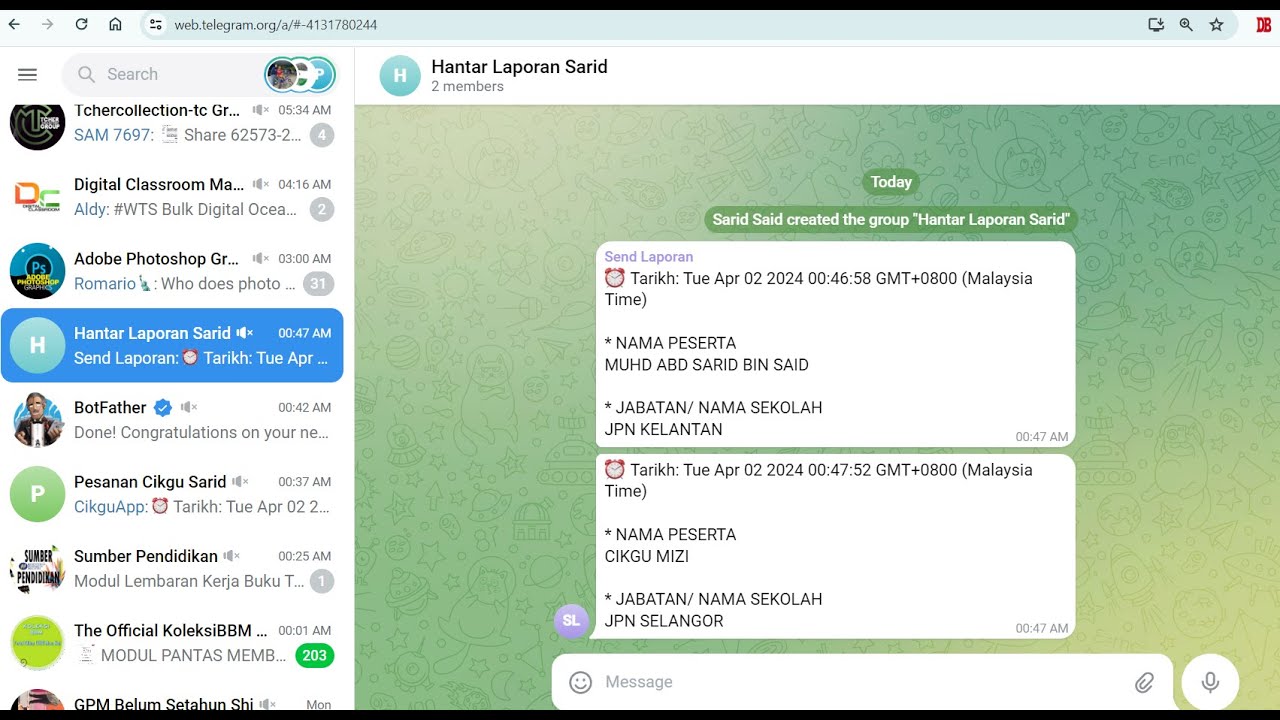 NOTIFIKASI GOOGLE FORM KE TELEGRAM