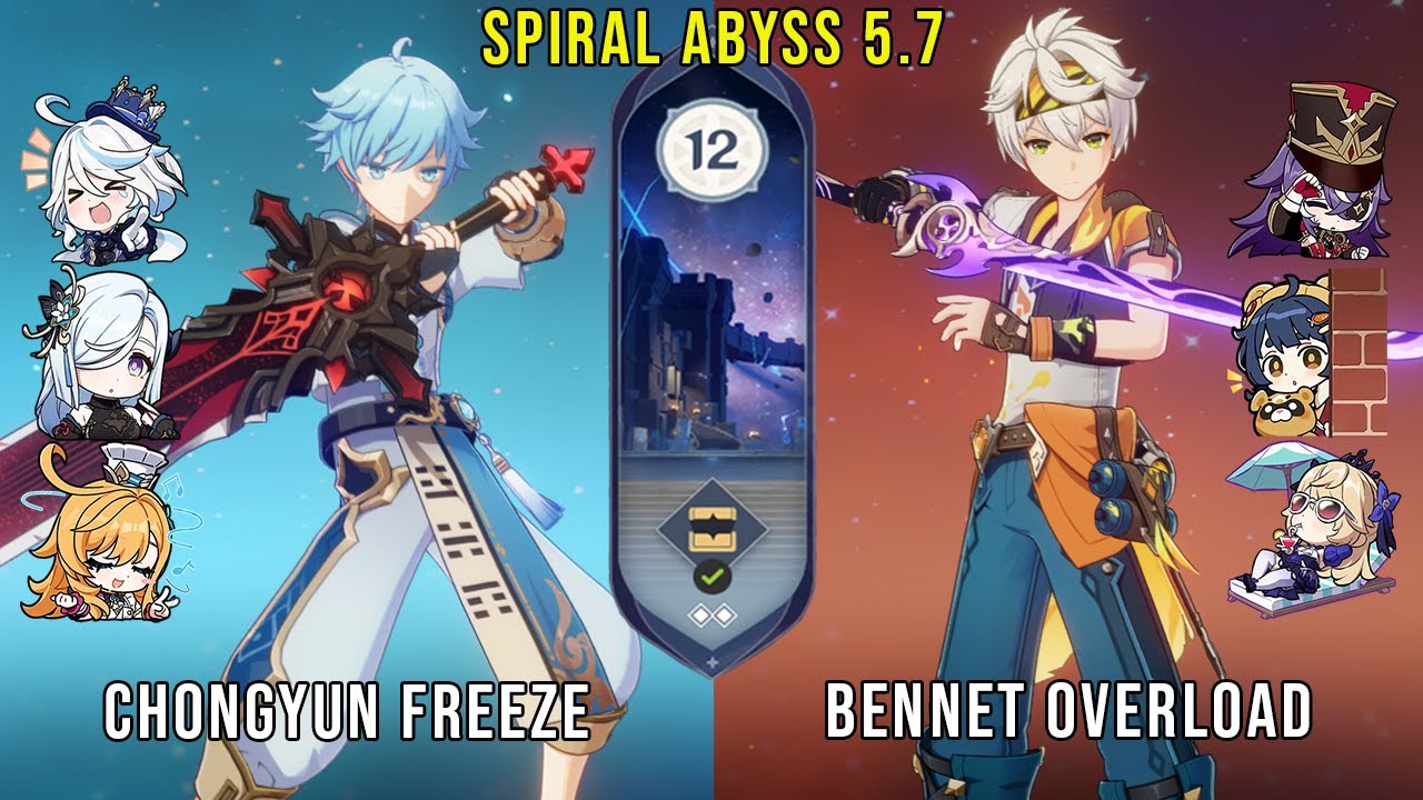 C6 Chongyun Freeze and C6 Bennet Overload | Genshin Impact Abyss 5.7 Floor 12 9 Stars
