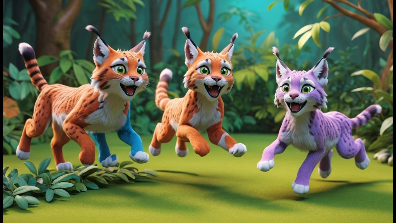 Five Little Lynxes Prowl Prowl Prowl | Wild Cat Song & Counting Rhyme