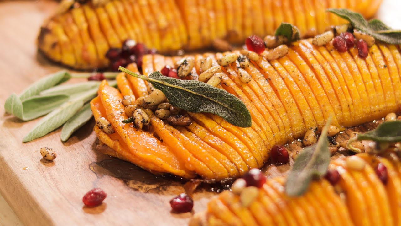 Hasselback Butternut Squash - Easy Holiday Entertaining 👨‍🍳 w/ Brown Butter & Crispy Sage