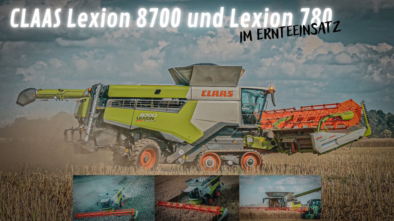 Claas Lexion 8700 und Lexion 780 in der Rapsernte (4K)