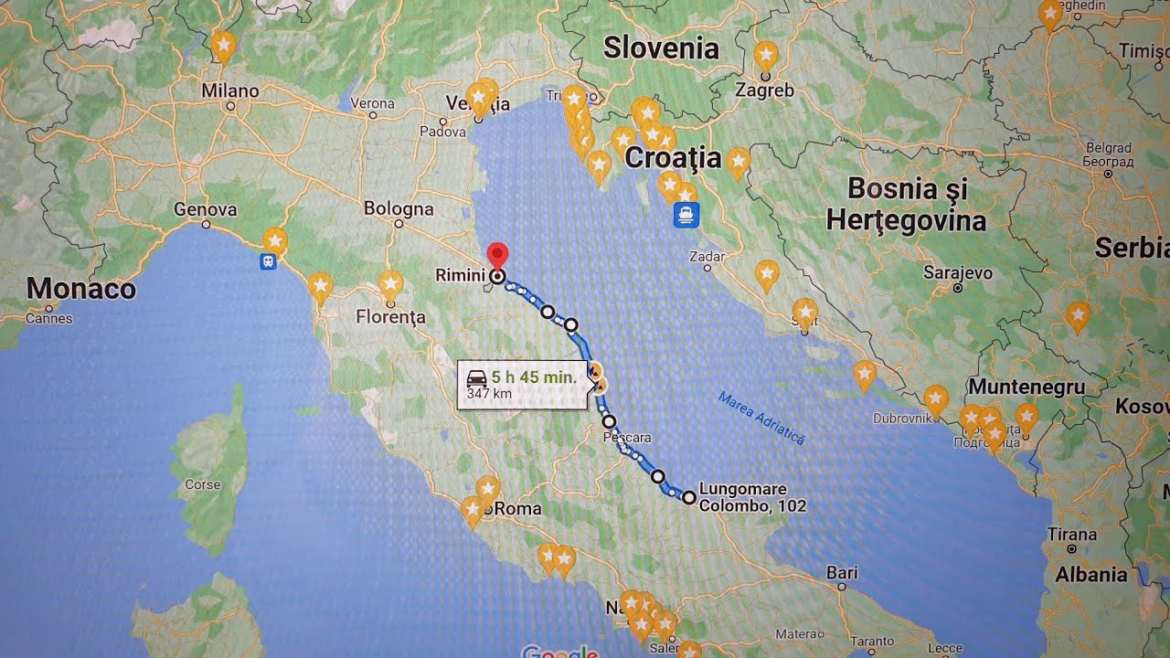 Italy coast. Termoli to Rimini route