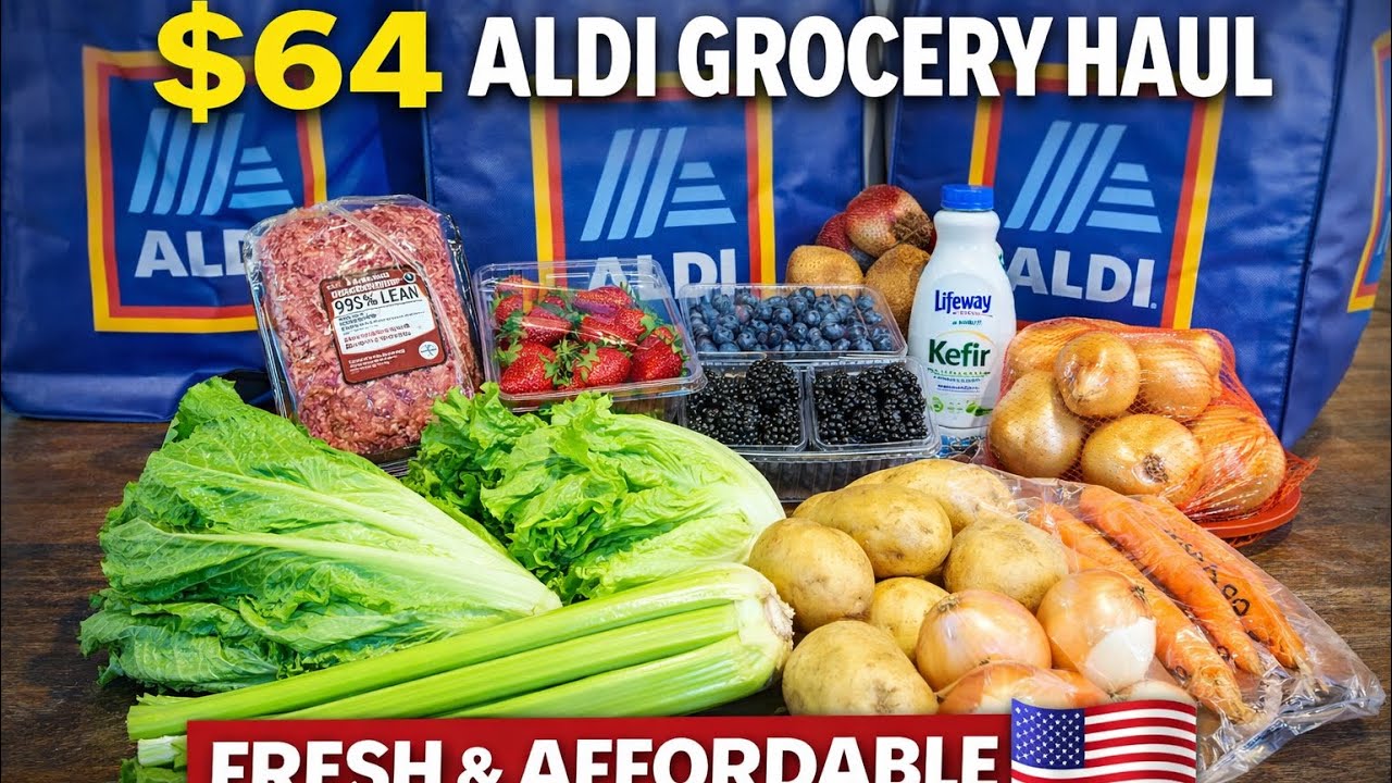 🇺🇸$64 Aldi Grocery Haul 🛒 | Daily Shopping in Illinois 🇺🇸 Fresh Produce & Ground Beef
