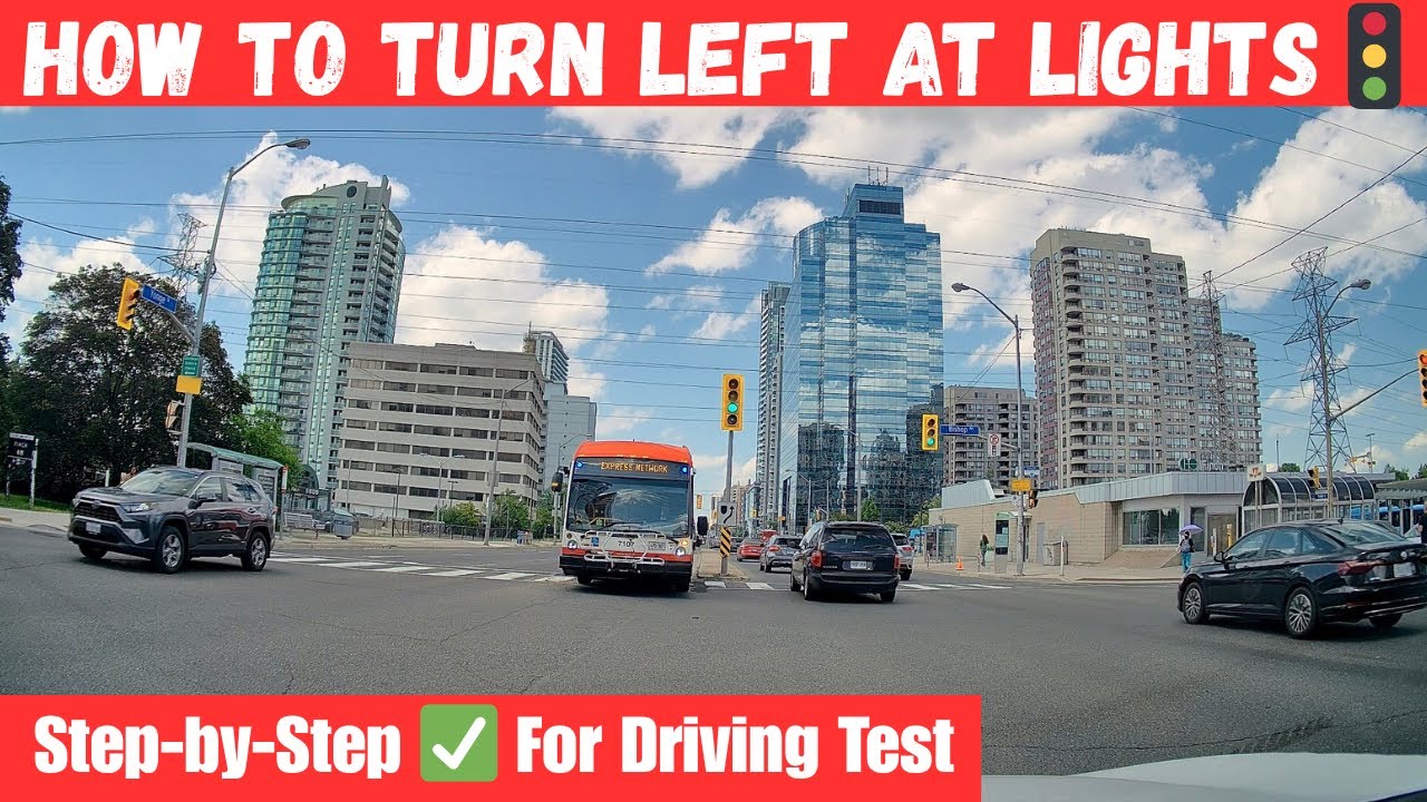 How to Make a Left Turn at a Traffic Light | Step-by-Step Driving Test Guide.