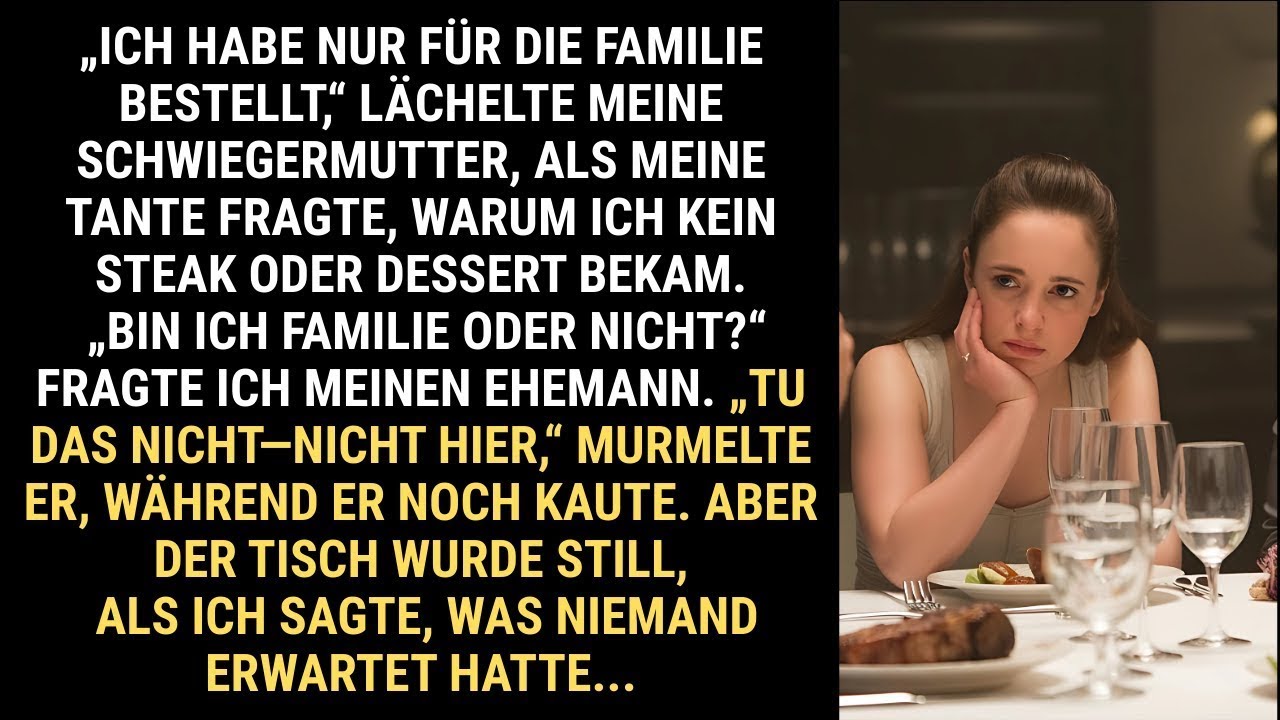 Meine Schwiegermutter Servierte Steaks Und Desserts Für Die Familie Meines Mannes Nur Nicht Für M