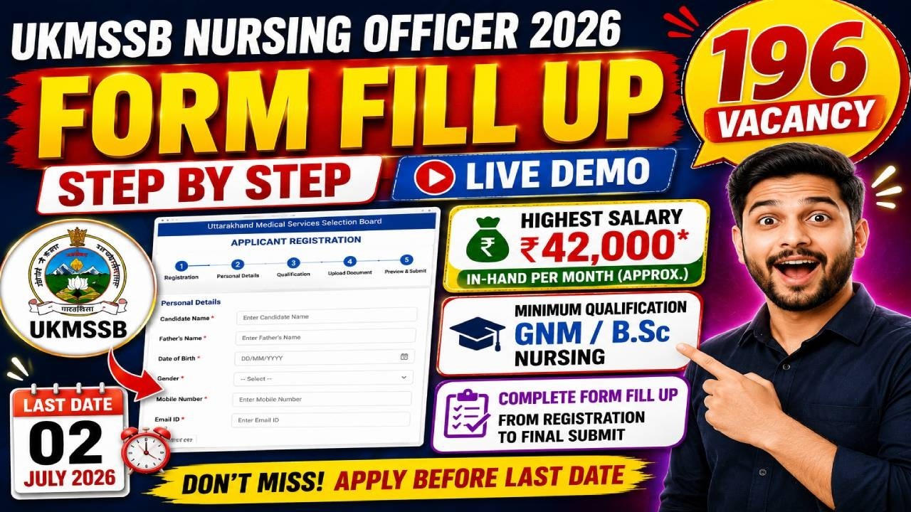 196 Nursing Officer Vacancy 2026 🔥 Form Fill Live | ₹42,000 Salary | UKMSSB Recruitment 2026