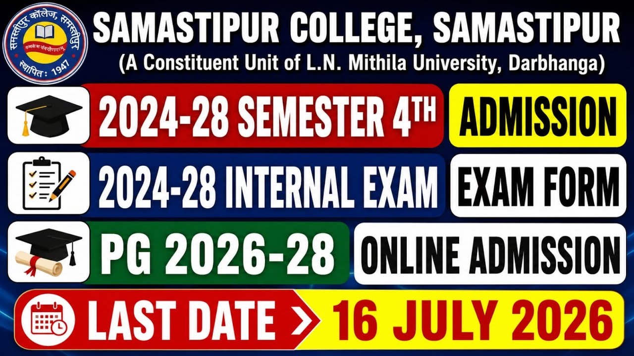 Samastipur College UG Semester 4 Admission 2026 Session 2024&ndash;28 Online Admission Start Full Process