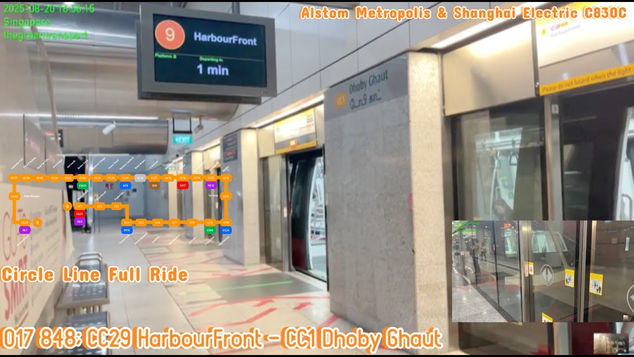 ⁴ᴷ⁶⁰ [SMRT] Circle Line Full Ride; Alstom Metropolis C830C [848] CC29 HarbourFront - CC1 Dhoby Ghaut