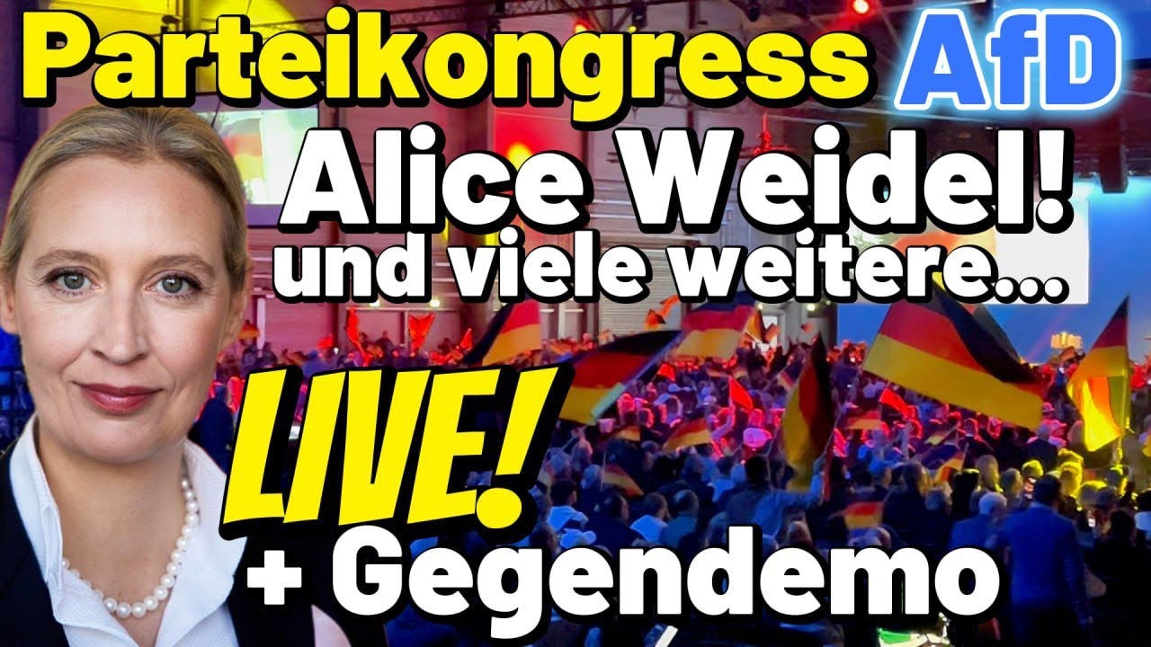 LIVE ❗️ Alice Weidel AfD Kongress & linke GEGENDEMO I Martin Vincentz, Beatrix von Storch uvm.