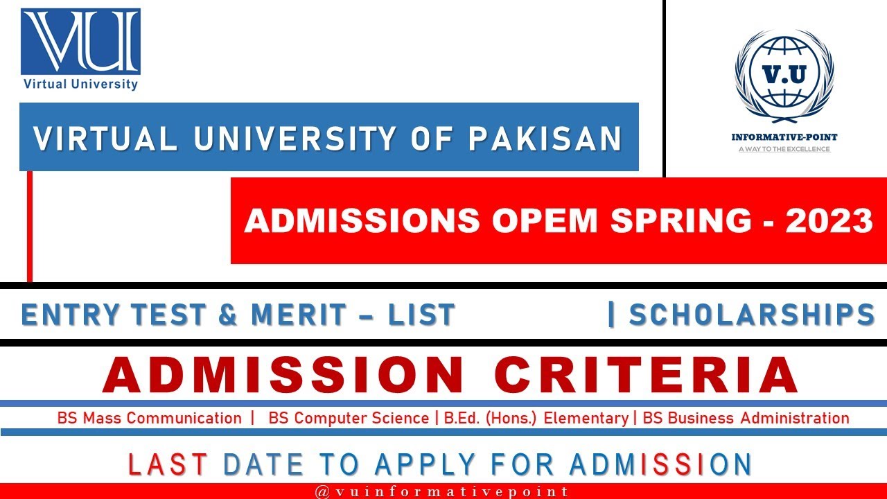 Admission Open | Spring - 2023 | Virtual University Of Pakistan