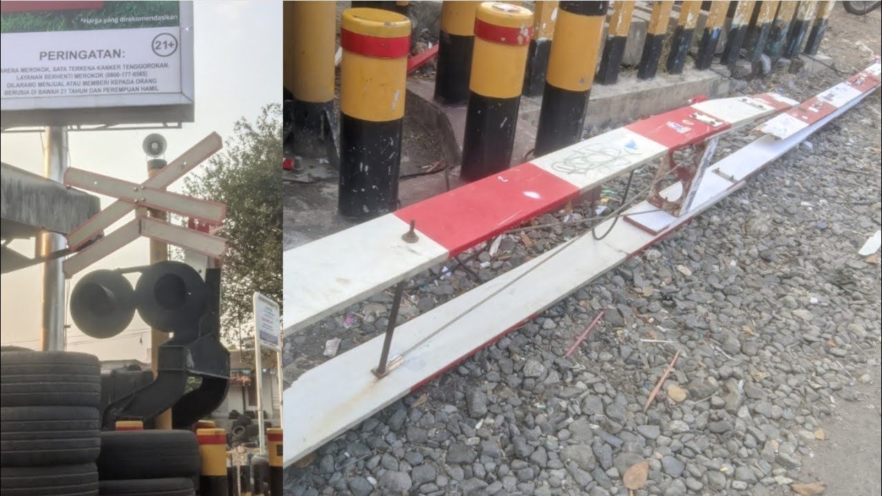 PALANGNYA PATAH!!😱😱 perlintasan kereta api surabaya kota