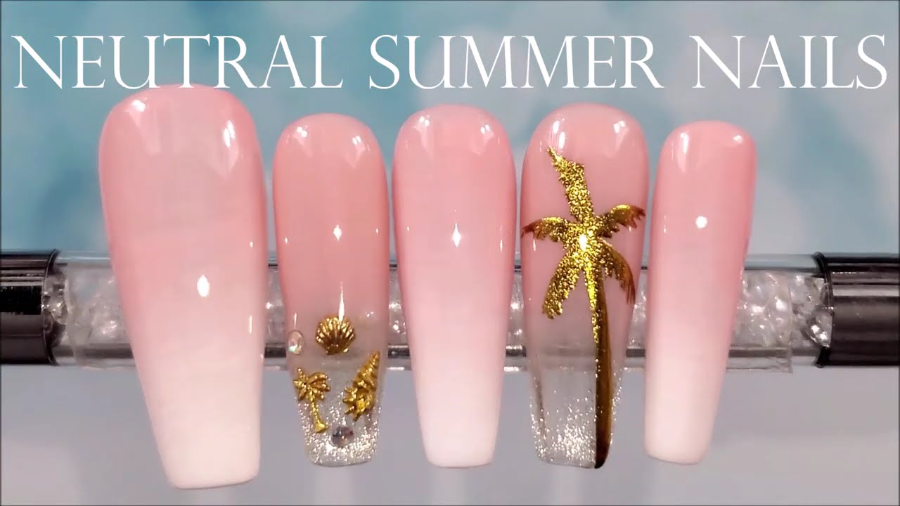 Neutral Summer Nail Design | Baby Boomer & Cat Eye Ombre | Summer Nail Art Idea | DIY press on nails