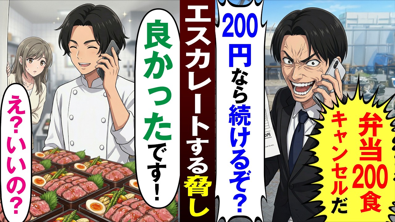 【漫画】10年納品し続けている大手建設会社の所長「弁当200人分キャンセルだwだが1つ200円なら続けてやるｗ」【恋愛スカッとマンガ動画】