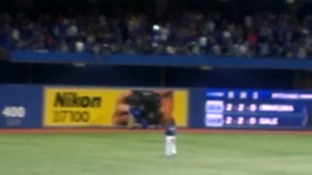 Blue Jay streaker slides into second base and makes a run April 7 2013