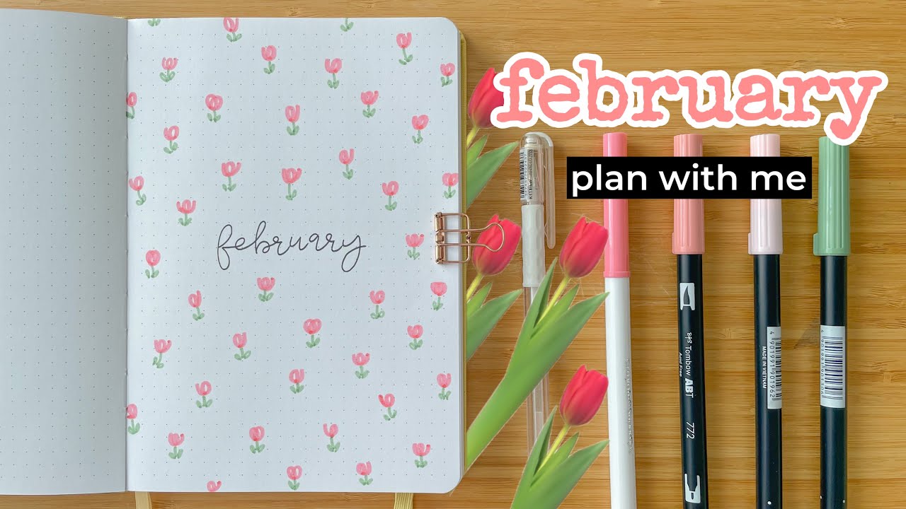February 2025 Bullet Journal Setup | Plan with me 🌷 Tulip theme