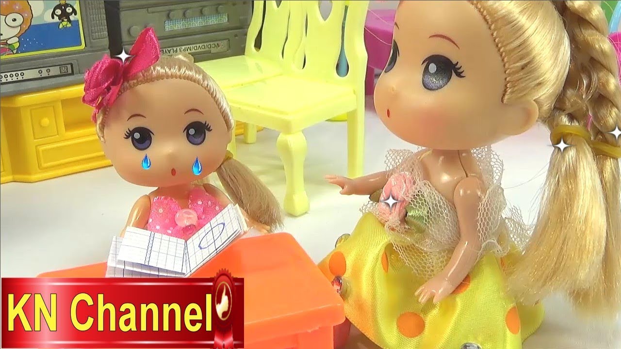 Búp bê KN Channel DẠY EM HỌC BÀI | BÉ KHÔNG CHỊU ĐI TẮM | GIÁO DỤC MẦM NON