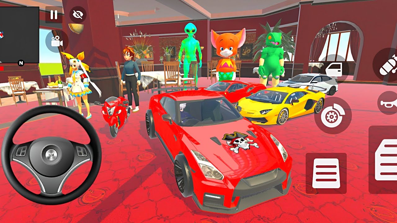 Car bike game*Franklin ordered an Indian Police car and Nissan GTR 🚛 in Restaurent🎮With Car or Bike🚨