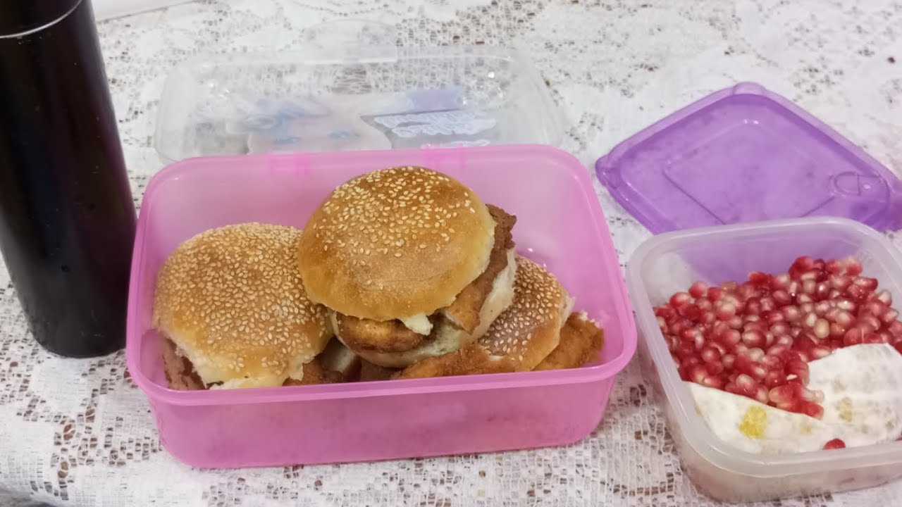 لانش بوكس الجامعه بتاعتي😂🍔☕🍊❤️