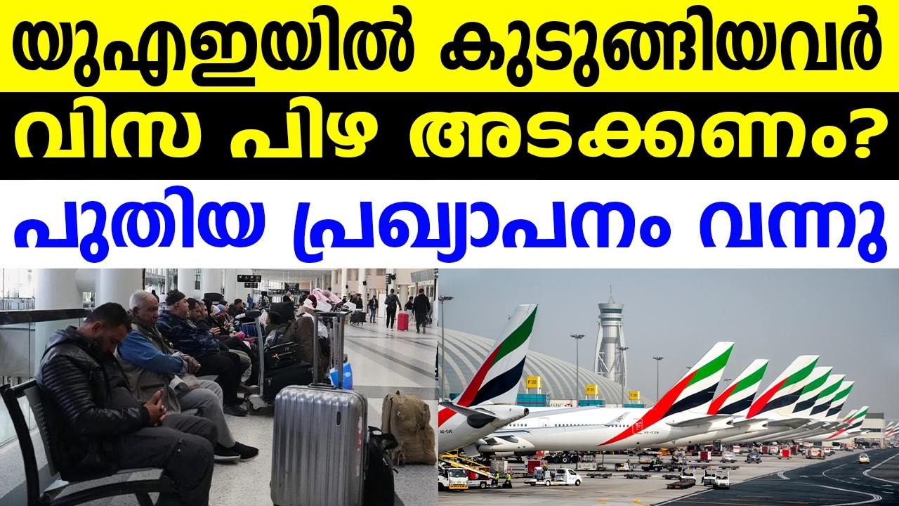 യുഎഇയിൽ കുടുങ്ങിയവർ   വിസ പിഴ അടക്കണം? പുതിയ പ്രഖ്യാപനം വന്നു