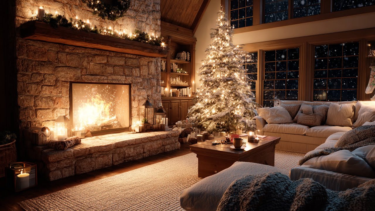 Firelight Calm & Falling Snow ❄️ Winter Soundscape for Sleep and Inner Balance