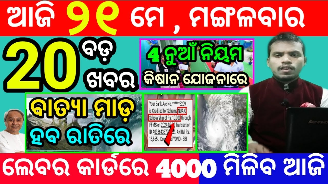 today's morning news odisha/21 may 2024/heavy to heavy rain/odisha news today/odisha samachar
