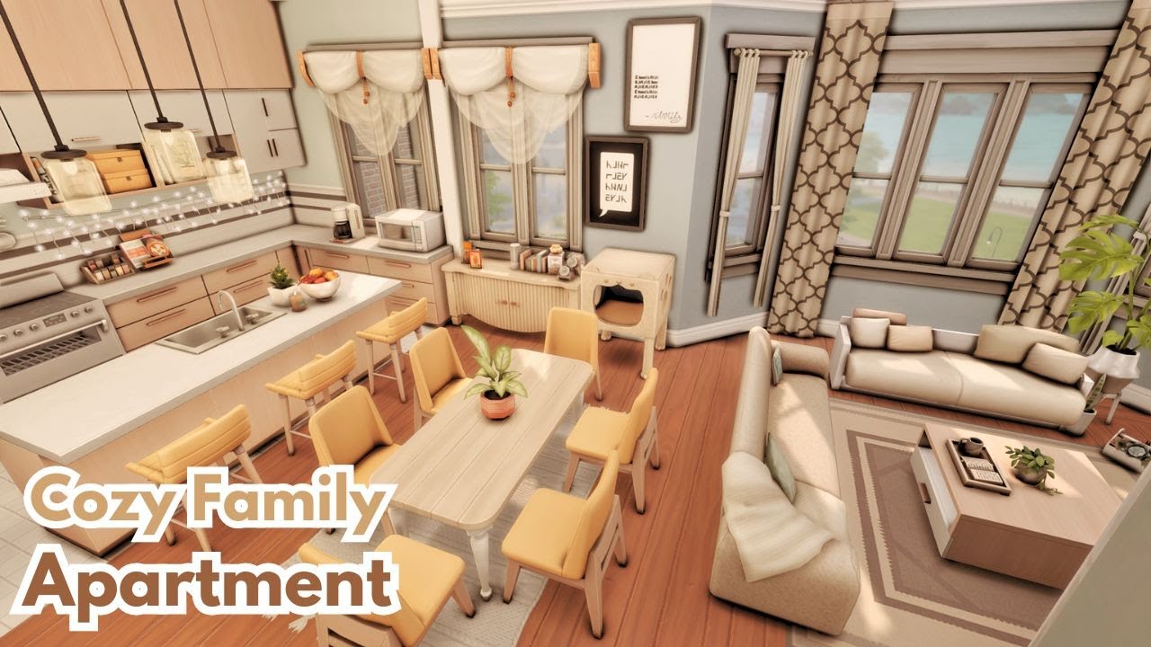 Cozy Family Apartment 🌿 Relaxing Sims 4 Speed Build l No CC