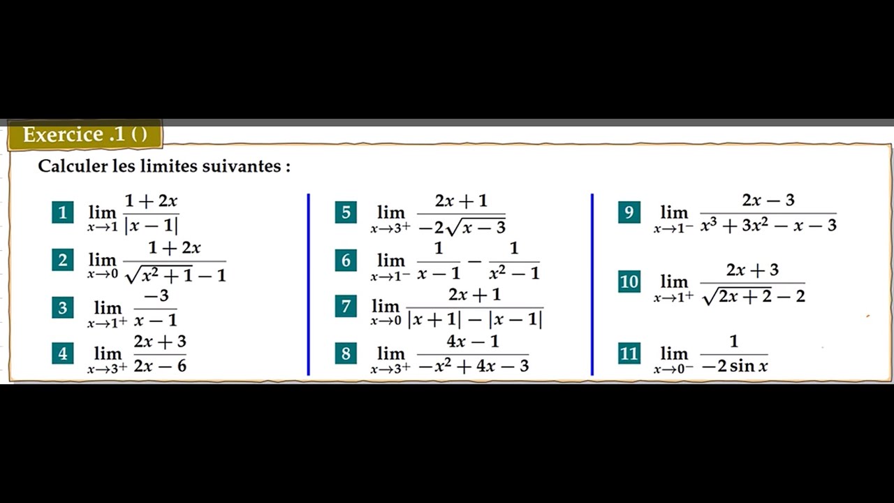 Calcul de limites   [Exercice 1 ][  limite 1 a 6 ]