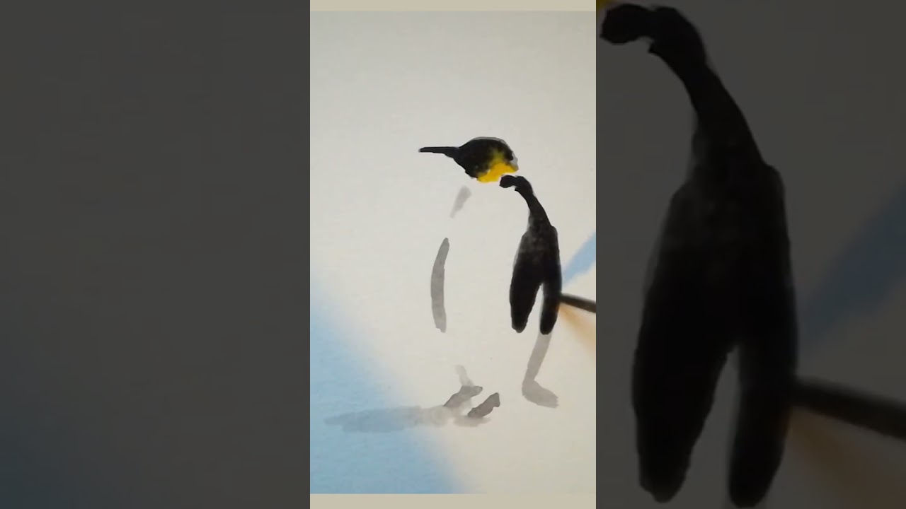 How to paint Watercolor Penguin Painting Drawing easy tutorial quick draw