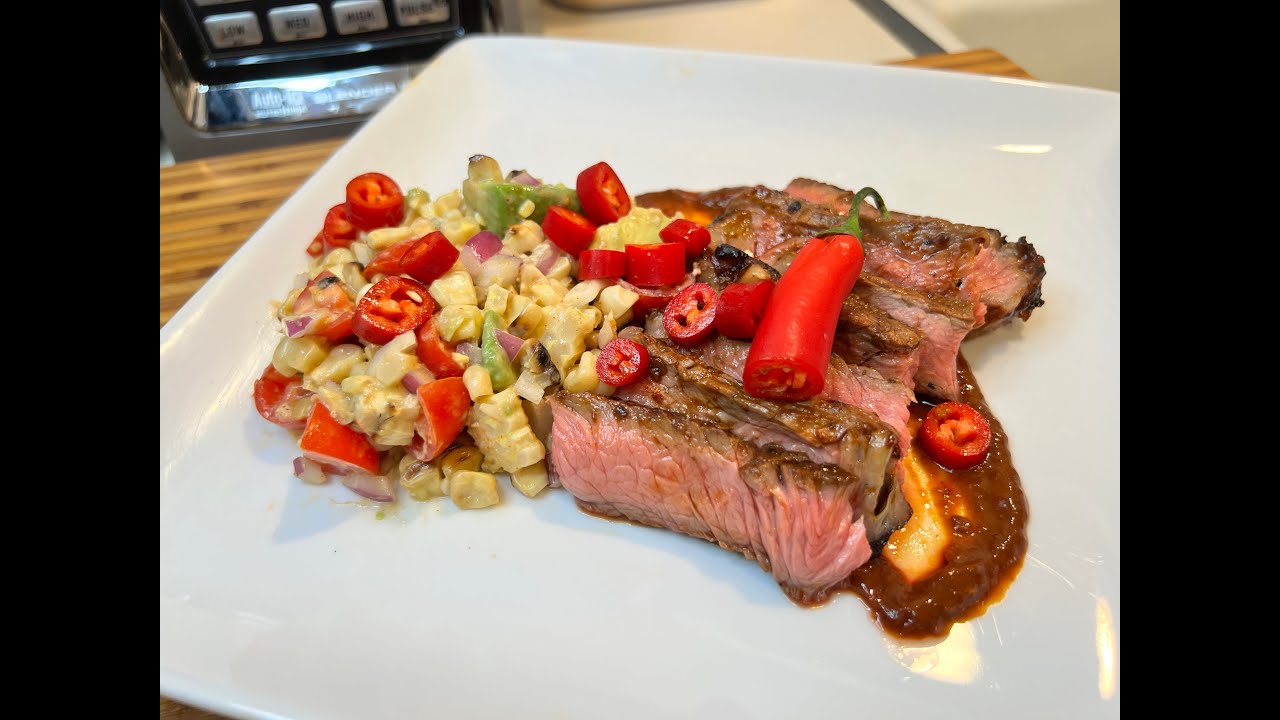 Chipotle Ribeye BBQ Steak with Char Grilled Sweet Corn Salad