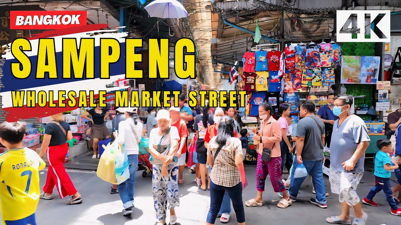 [4K] Sampeng Market Area in Chinatown, Bangkok 🇹🇭 ASMR 🎧 Walking Tour