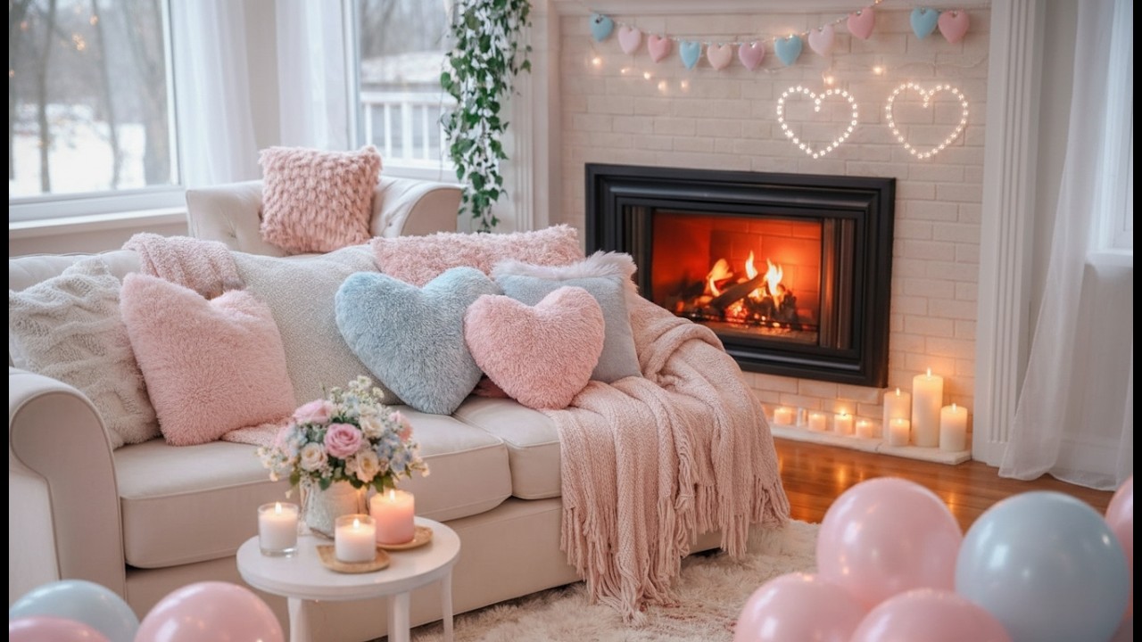 Cozy Valentine’s Day Jazz 💗 Romantic Fireplace Background Music for Relax, Study & Date Night