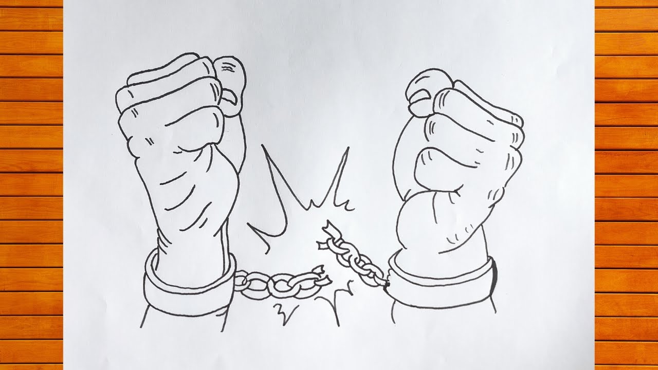 How to Draw a Hands Breaking Chains Easy Step by Step || Broken Chains Easy Pencil Sketch