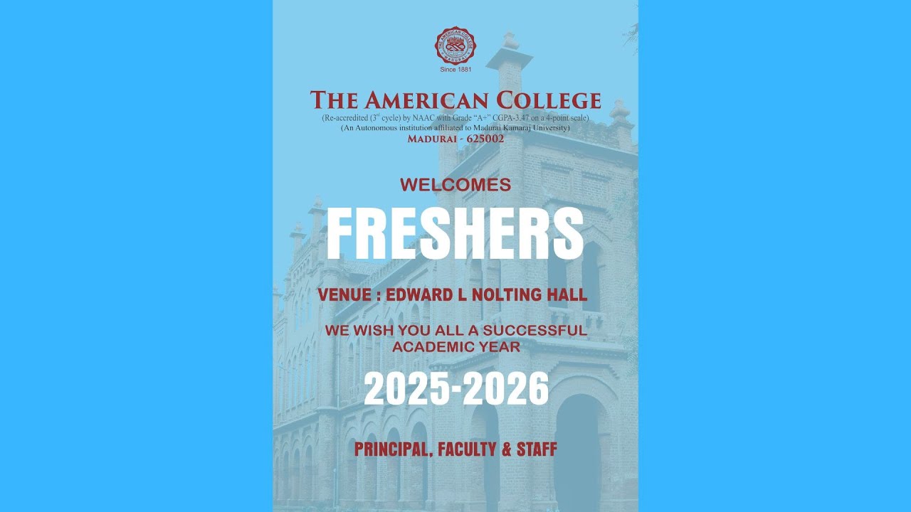 Freshers Orientation 2025 | SF Arts| (01.07.2025) The American College, Madurai
