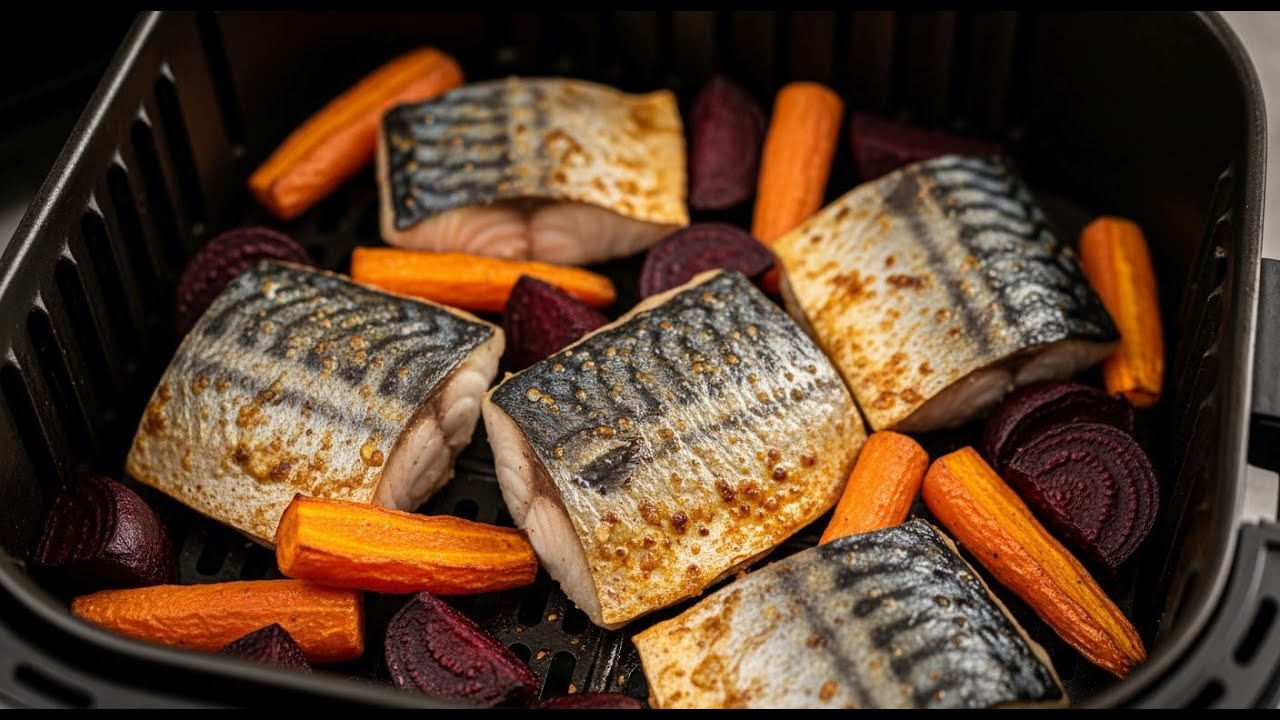 Air Fryer Mackerel with Beetroot and Carrot | Easy Healthy Recipe