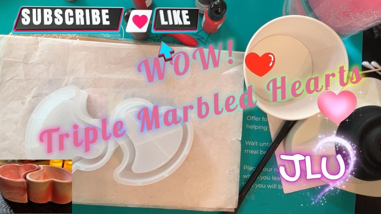 Resin Project - DIY Triple Marbled Ceramic Hearts! Oh, the Extras Too!🪽😇❤️