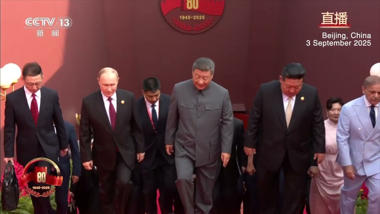 WATCH: Xi takes the global leaders up to  the Tiananmen Tower to watch the V-Day parade