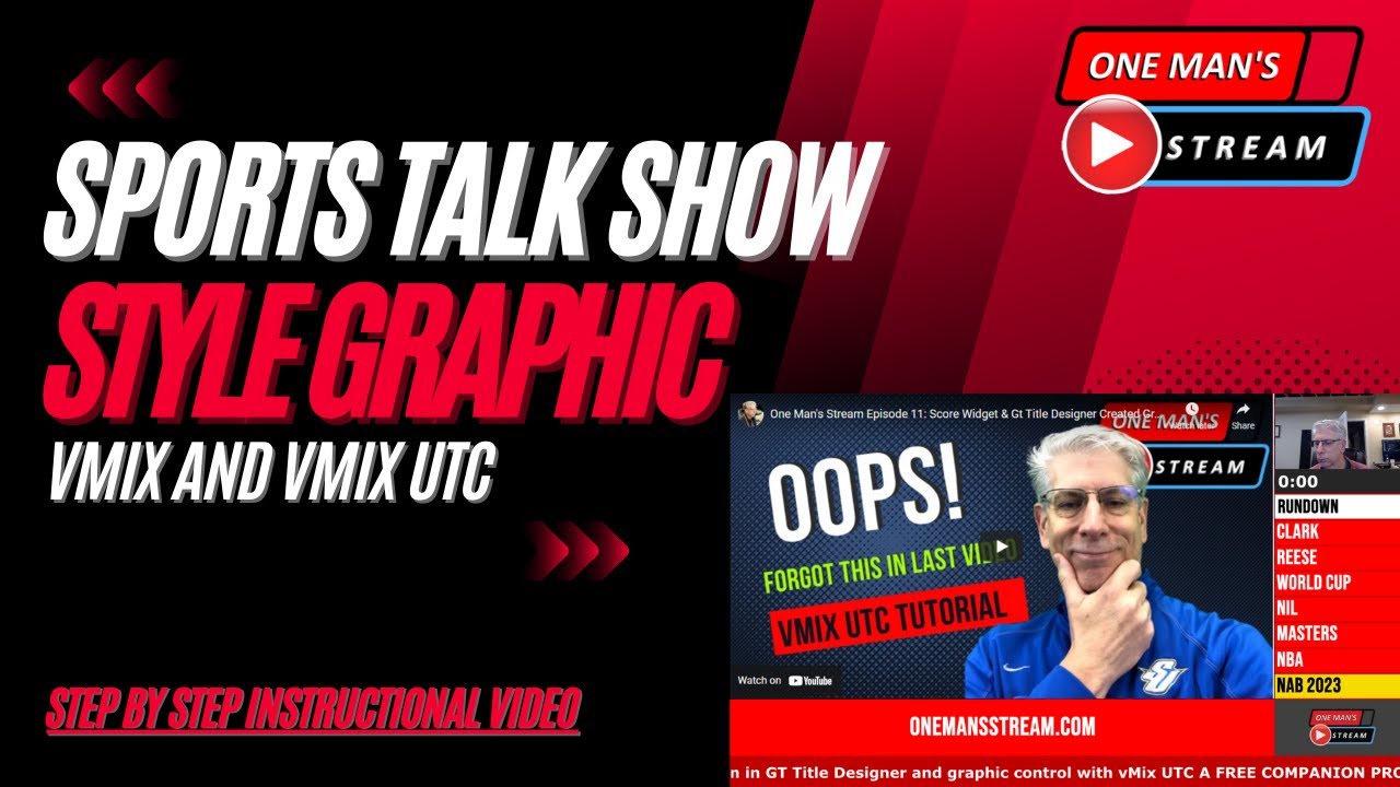 Sports Talk Show Graphic | One Man's Stream Episode 59  |  vMix and vMix UTC Tutorial