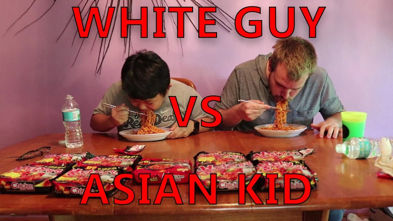 NUCLEAR FIRE NOODLES CHALLENGE | WHITE GUY VS ASIAN KID!