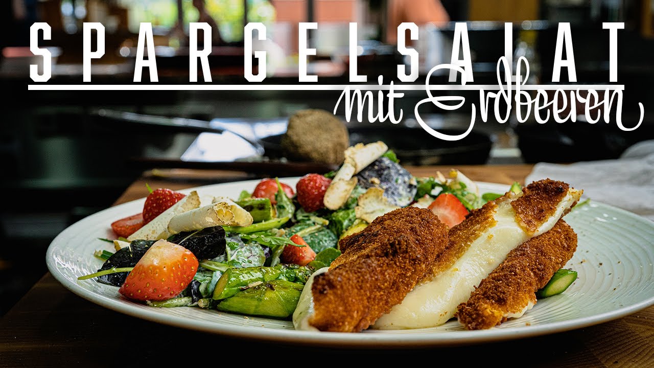 Spargel-Erdbeer-Salat mit gebackenem Mozzarella – Kochen im Tal