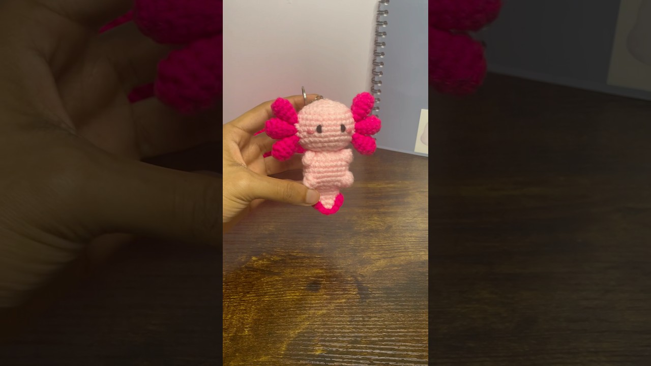I&rsquo;m obsessed 🫧 | crochet cute axoltl for beginners keychain #crochet #beginner #amigurumi