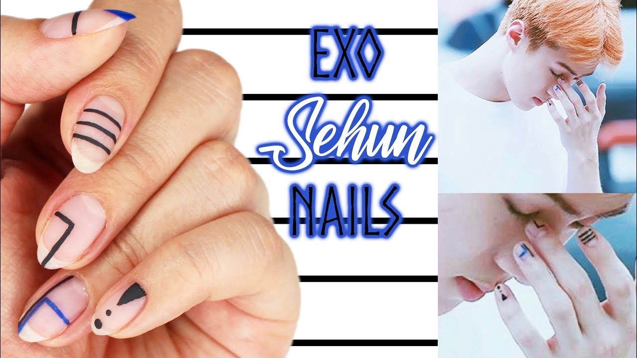 Exo Sehun Nails | Minimalistic Korean Men's Nail Art♡