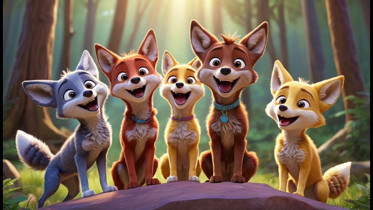 Five Little Coyotes Howling at the Moon | Night Animal Sounds & Counting Song