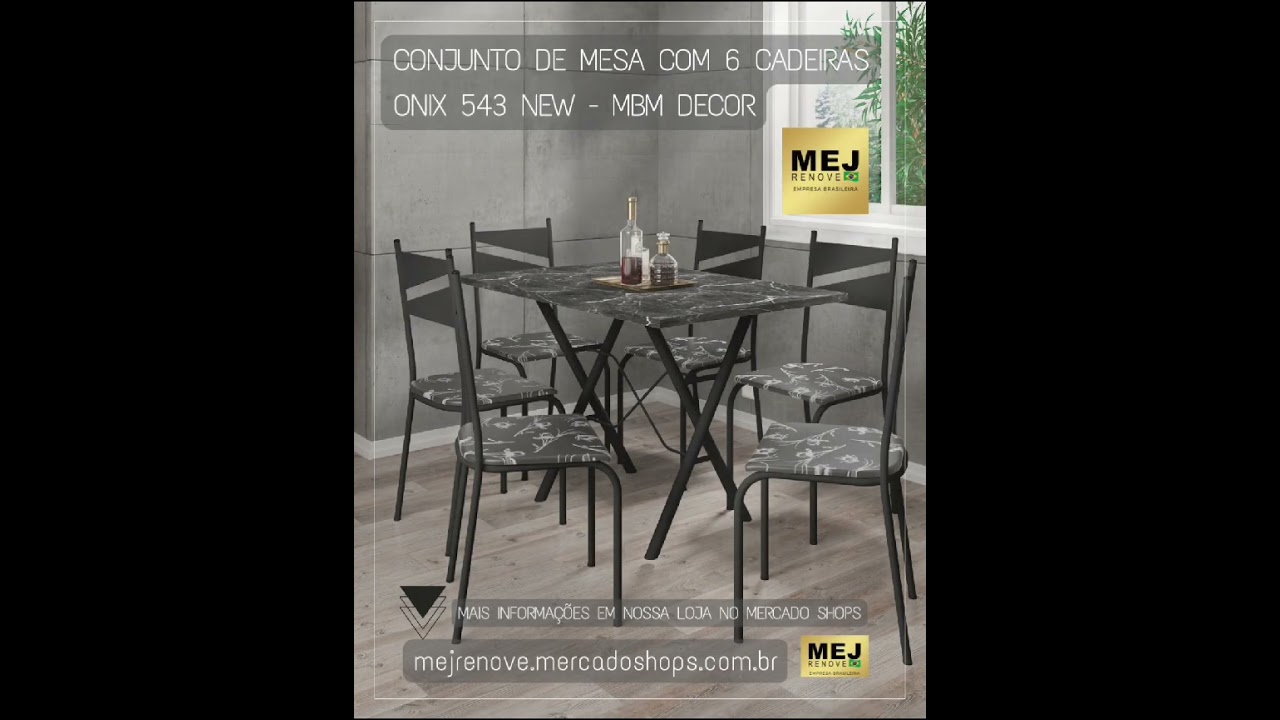 Mesa 6 Cadeiras Onix 543.new #casa #arquitetura  #mbmdecor #mejrenove