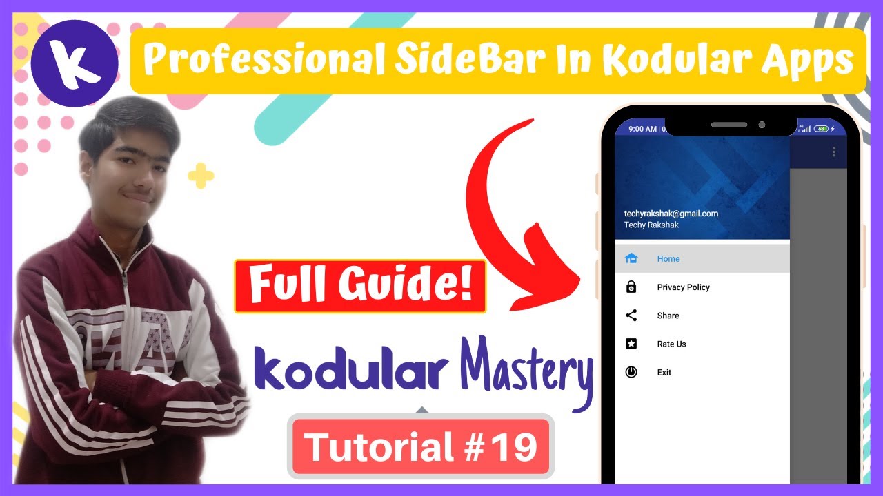 #19 How to Create Professional Sidebar In Kodular | SideMenu  Kodular Layout | Thunkable