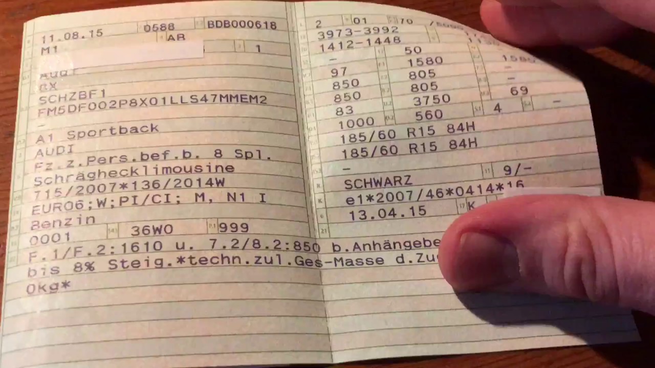 Zulassungsbescheinigung Teil 1 (Fahrzeugschein) Inhalt erkl&auml;rt was verbirgt sich hinter den K&uuml;rzeln?