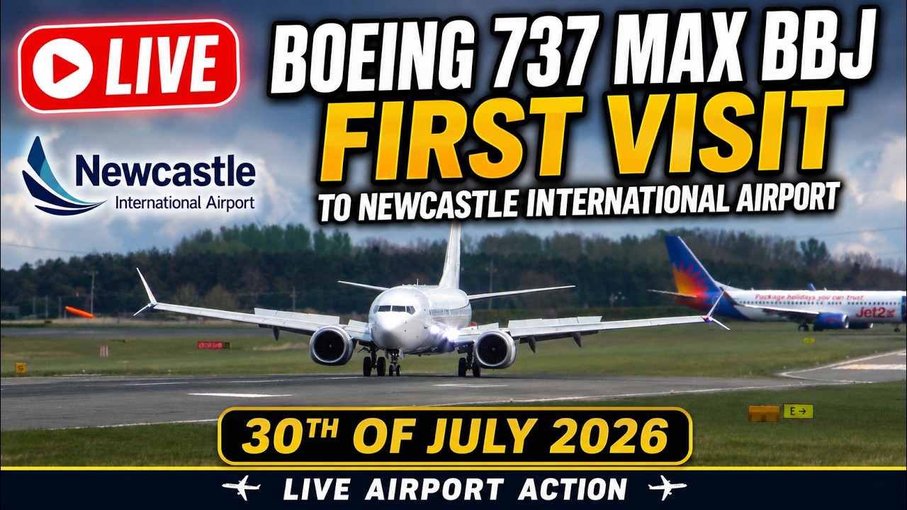 🔴LIVE Private 737 MAX9 & Emirates A350 landing at Newcastle International Airport 30th of July 2026