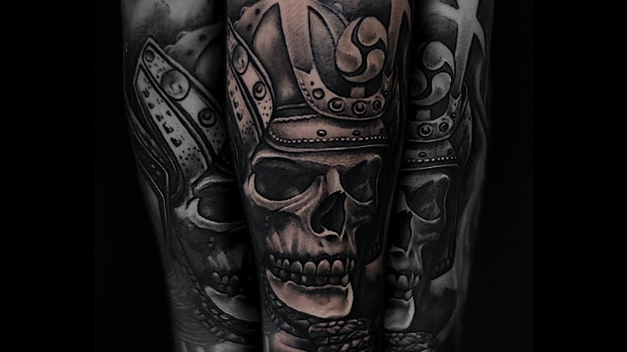 Samurai skull tattoo time lapse