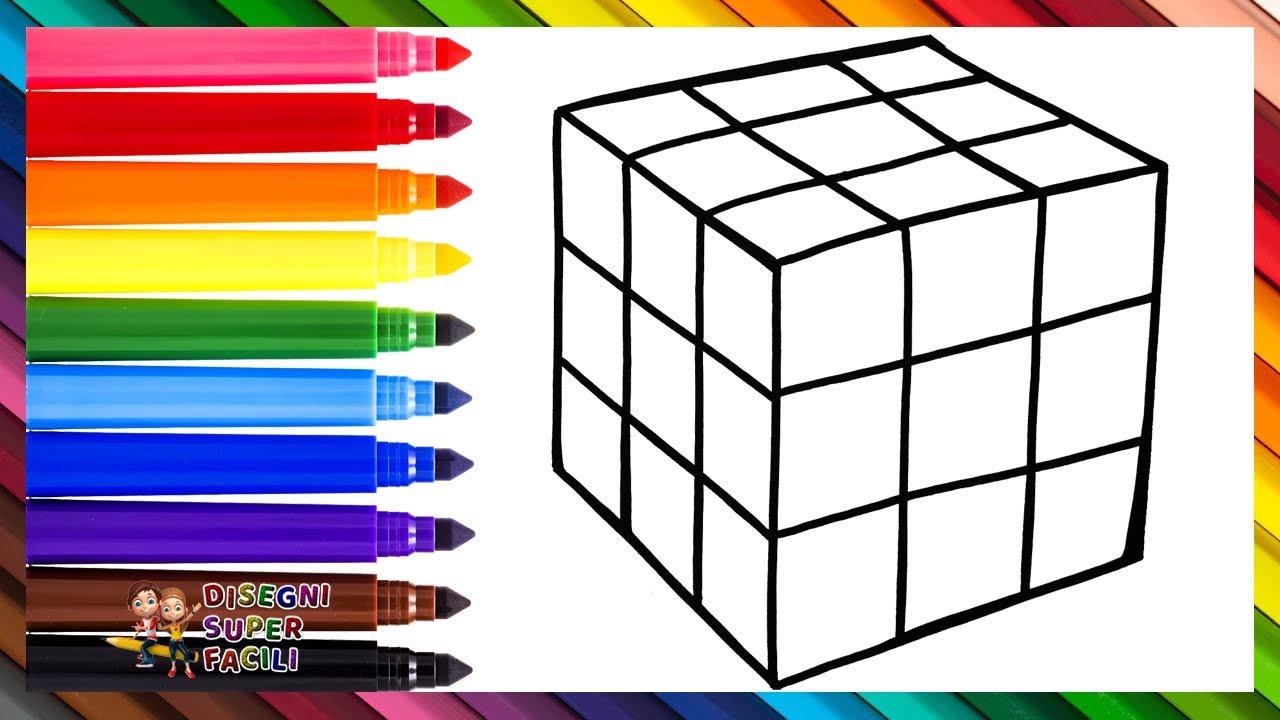 Disegna E Colora Un Cubo Di Rubik 🟥🟧🟨🟩🟦 Disegni Per Bambini