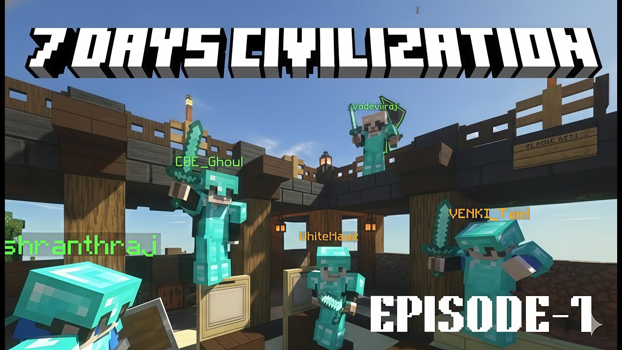 Minecraft 7 Day Civilization EP-1 with 52 Players Tamil